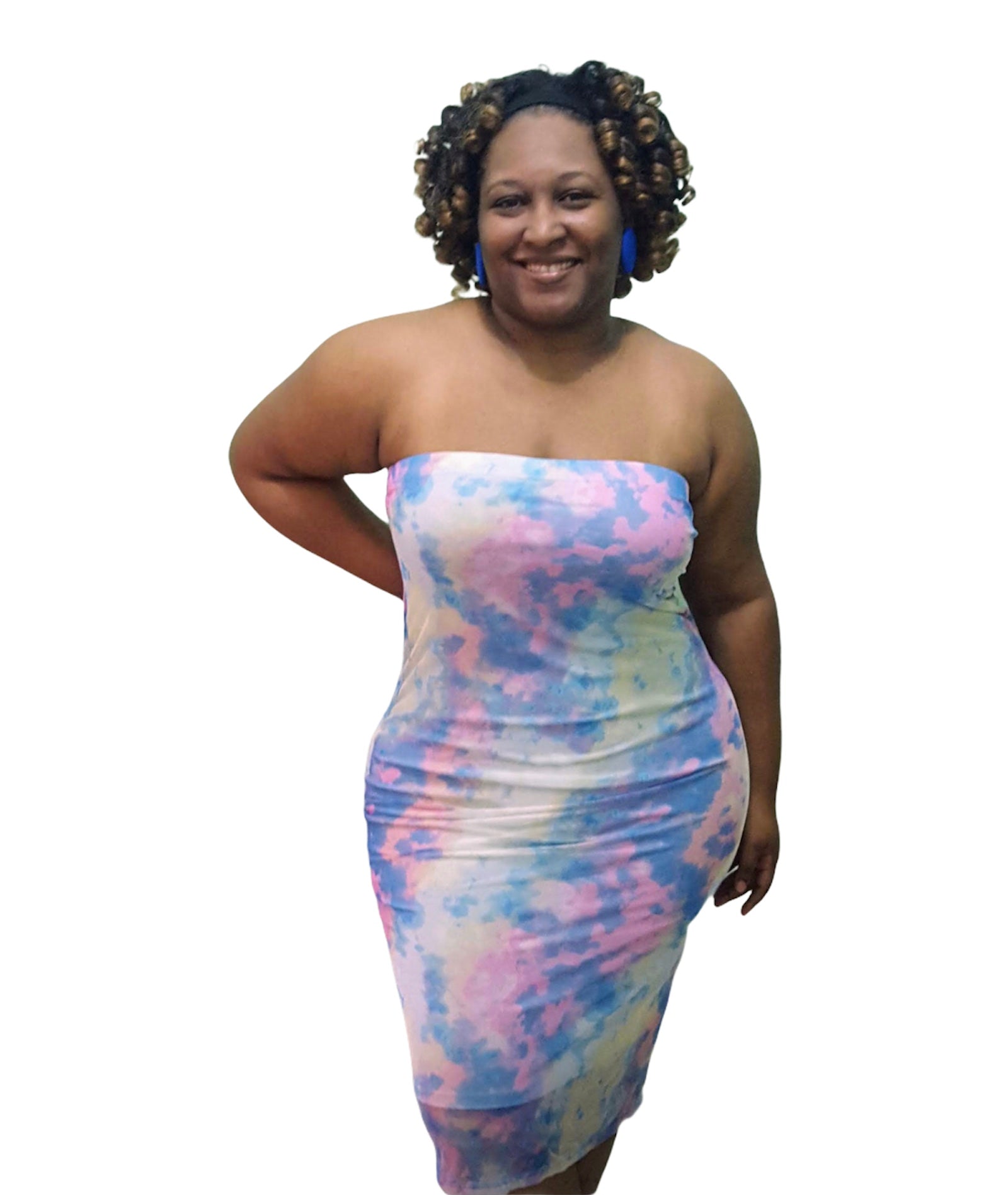 Pink and blue dress plus outlet size